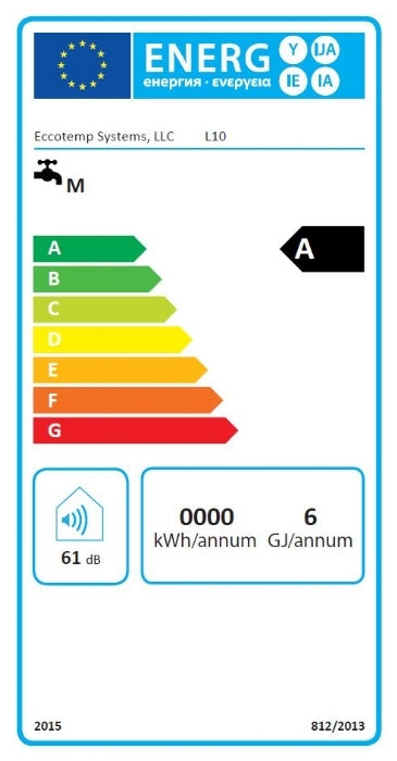 EU-Energielabel Gas Durchlauferhitzer Eccotemp CE-L10 50mbar