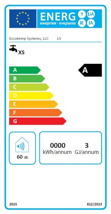 EU-Energielabel Eccotemp CE L5 Gas Durchlauferhitzer 30mbar